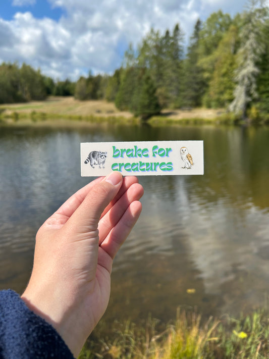 Brake For Creatures Mini Bumper Sticker